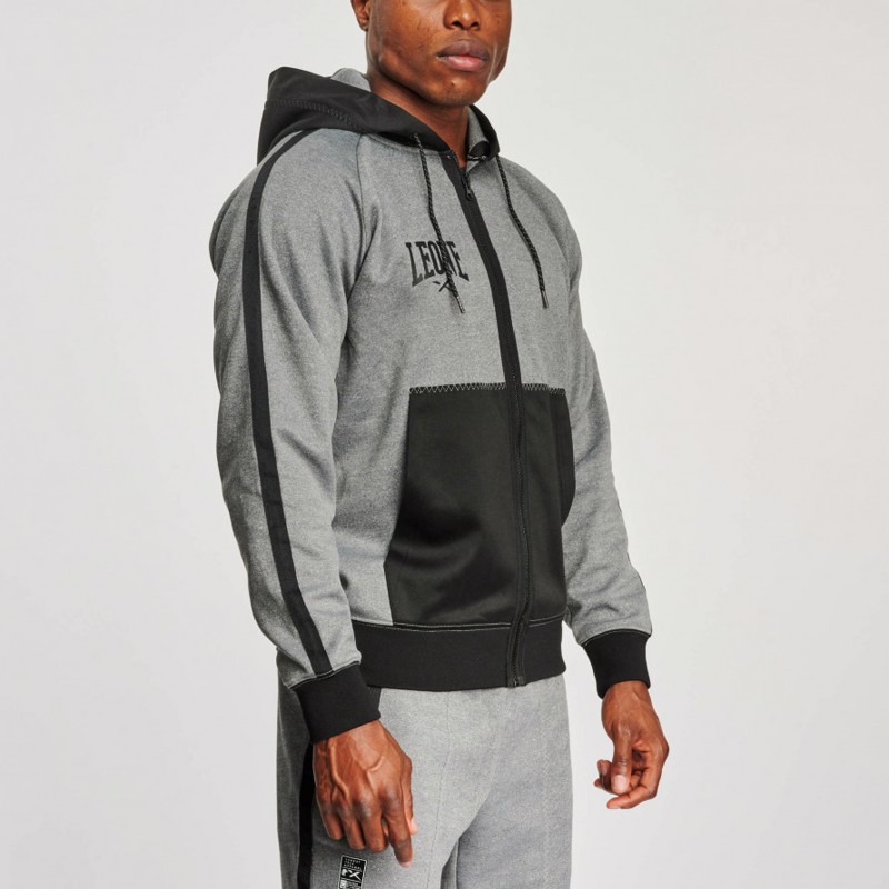 LEONE HOODED SWEATSHIRT MELANGE - GREY